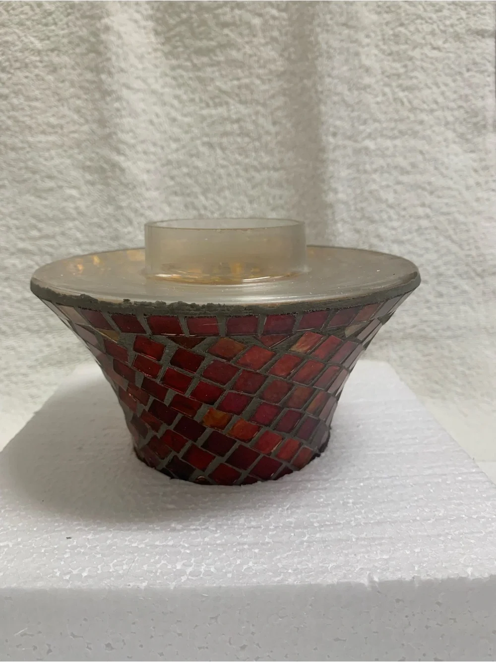 Red & Gold Mosaic Tile Large Candle Shade